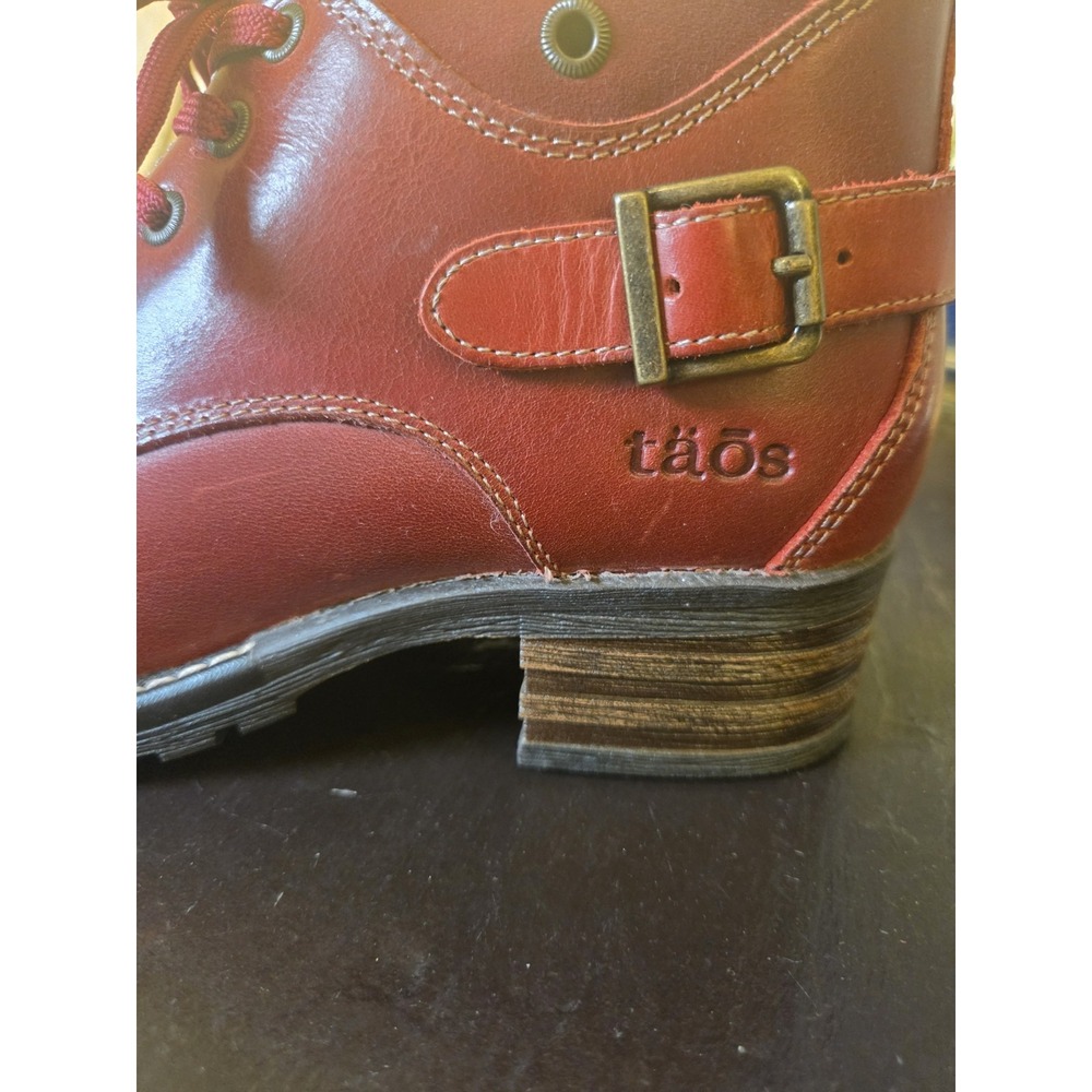 Taos Women's Mini Crave Leather Ankle Boots Red US Size 7-7.5/EU 38 NEW! $210 - Picture 7 of 16